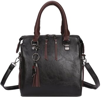 Vintage Pu Lederen Crossbody Tassen Voor Vrouwen Schoudertassen Kwastje Vrouwen Handtas Boston Sac een Belangrijkste zwart