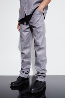 Vintage Pu Pantalons Met Rechte Pijpen En Rits, Charcoal - 32
