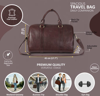 Vintage reistas van echt leer in bruin, van Atlas