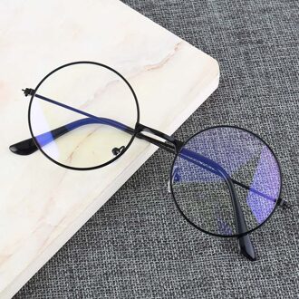 Vintage Retro Metalen Frame Clear Lens Bril Nerd Geek Eyewear Brillen Oversized Ronde Cirkel Bril zwart