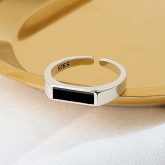 Vintage Ring Olie Vierkante Stempel S925 2021Trend Ring Voor Vrouwen Open Manchet Bague Engagement Verstelbare Vinger Ringen Sieraden
