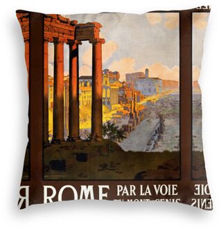 Vintage Rome Reizen Poster Vintage Rome Reizen Poster Fluwelen Kussensloop Black 16 "X 16" 10809 320555927 50*50cm