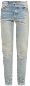 Vintage Skinny Jeans met Leren Patch Amiri , Blue , Heren - W30