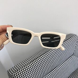 Vintage Sport Stijl Gepolariseerde Zonnebril Rijden Reizen Vierkante Rechthoek Sunglass Shades Voor Vrouwen Wit Zwart Eyewear Uv Beige