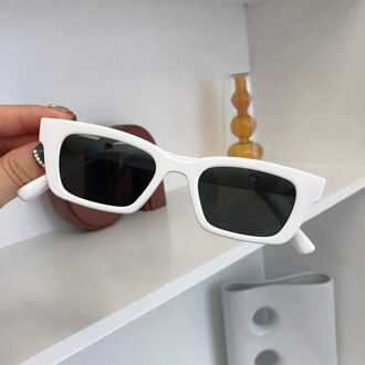 Vintage Sport Stijl Gepolariseerde Zonnebril Rijden Reizen Vierkante Rechthoek Sunglass Shades Voor Vrouwen Wit Zwart Eyewear Uv