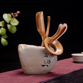 Vintage Steengoed 6 Stks/set Thuis Thee Tool Chinese Kungfu Theeceremonie Gebruiksvoorwerpen Set Bamboe Thee Accessoires Gereedschap Thee Lepel Clip