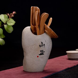 Vintage Steengoed 6 Stks/set Thuis Thee Tool Chinese Kungfu Theeceremonie Gebruiksvoorwerpen Set Bamboe Thee Accessoires Gereedschap Thee Lepel Clip