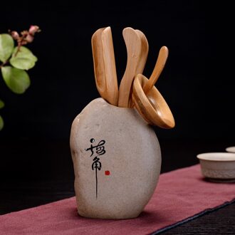 Vintage Steengoed 6 Stks/set Thuis Thee Tool Chinese Kungfu Theeceremonie Gebruiksvoorwerpen Set Bamboe Thee Accessoires Gereedschap Thee Lepel Clip