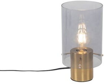 Vintage tafellamp messing met smoke glas - Vidra Goud