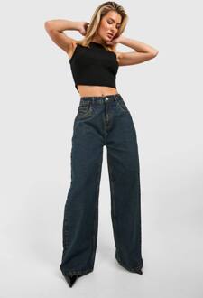 Vintage Tint Indigo High Rise Jeans Met Rechte Pijpen, Washed Indigo - 40