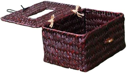 Vintage Tissue Papier Houder Handwerk Stro Geweven Tissue Box Servet Houder Tissue Opslag Dozen Servet Container Organizer Case koffie