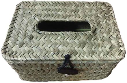 Vintage Tissue Papier Houder Handwerk Stro Geweven Tissue Box Servet Houder Tissue Opslag Dozen Servet Container Organizer Case Primary kleur