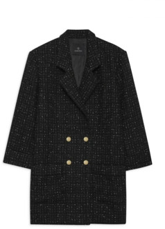 Vintage Tweed Jurk Katharine Zwart/Wit Anine Bing , Black , Dames - M,S