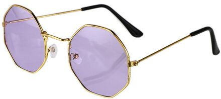 Vintage Unisex Retro Polygon Zonnebrillen Vrouwelijke Metalen Frame Brillen Eyewear 4 Stijlen Hight paars