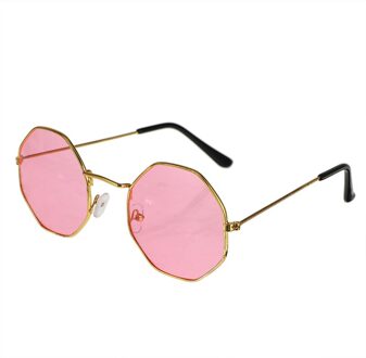 Vintage Unisex Retro Polygon Zonnebrillen Vrouwelijke Metalen Frame Brillen Eyewear 4 Stijlen Hight roze