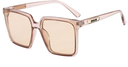 Vintage Vierkante Oversized Zonnebril Vrouwen Mannen Transparante Gradient Zonnebril Big Frame Eyewear UV400 thee