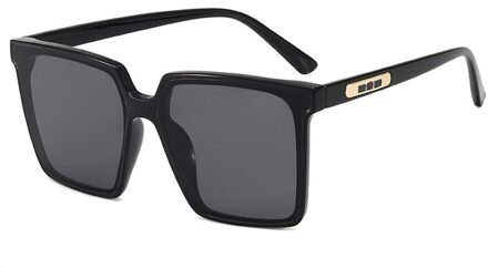 Vintage Vierkante Oversized Zonnebril Vrouwen Mannen Transparante Gradient Zonnebril Big Frame Eyewear UV400 zwart