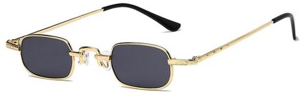 Vintage Vierkante Zonnebril Voor Mannen Luxe Metalen Zonnebril Vrouwen Mode Brillen Gafas goud grijs