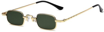 Vintage Vierkante Zonnebril Voor Mannen Luxe Metalen Zonnebril Vrouwen Mode Brillen Gafas goud groen