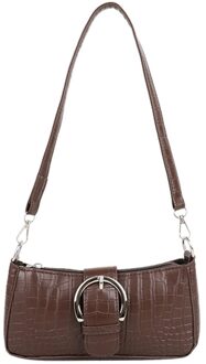 Vintage Vrouwen Alligator Patroon Schoudertassen Pure Kleur Pu Lederen Onderarm Zak Casual Elegante Dames Kleine Handtassen Portemonnee koffie