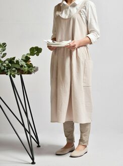 Vintage Vrouwen Lady Linnen Cross Terug Schort Huishouden Bakken Wrap Bloemist Jurk Cafe Keuken Koken Casual Schort wit