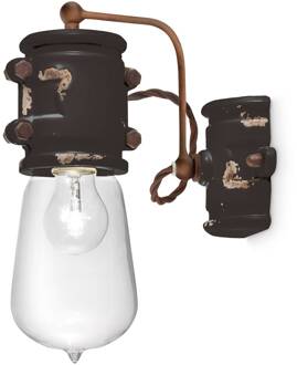 Vintage-wandlamp C1523, zwart zwart, helder