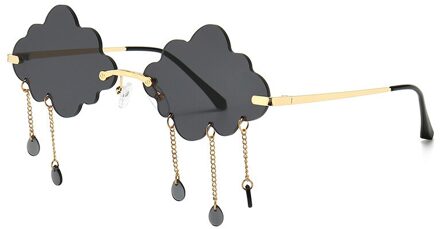 Vintage Wolken Tassel Steampunk Zonnebril Mode Randloze Vissen Bril Vrouwen Mannen Frameloze Punk Bril Shades UV400 zwart