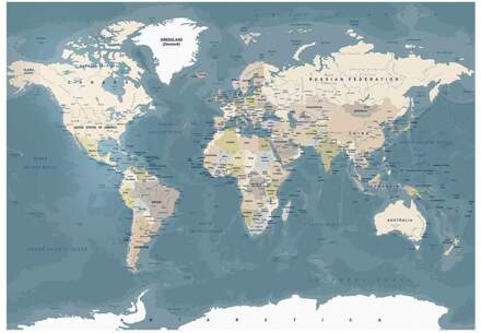 Vintage World Map Vlies Fotobehang 100x70cm