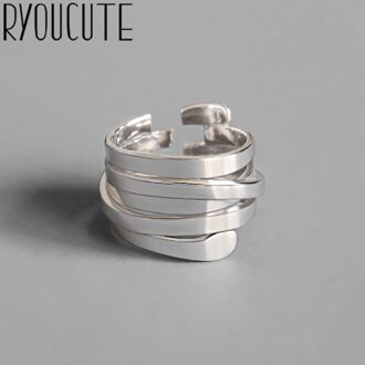 Vintage Zilveren Kleur Multi-layer Onregelmatige Ringen Voor Vrouwen Maat Verstelbaar Vinger Ringen Anillos