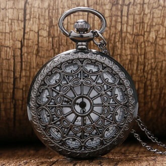Vintage Zwart Spinnenweb zakhorloge met Ketting Ketting Hanger Steampunk Uur Antieke Ketting P242