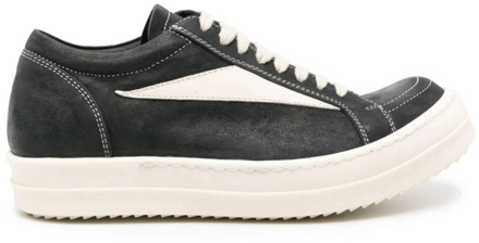 Vintage Zwarte en Witte Leren Sneakers Rick Owens , Black , Dames - 40 EU