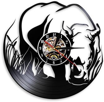 Vinyl Record Wandklok Creatieve Cd Vinyl Neushoorn Safari Nursery Decor 3D Opknoping Afrikaanse Wildlife Jungle Dier nee Led