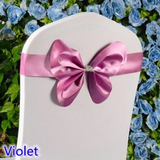 Violet Kleur Spandex Stoel Sjerpen Bruiloft Stoel Sash Mini Stijl Vlinder Strikje Lycra Stretch Band Hotel Party Show