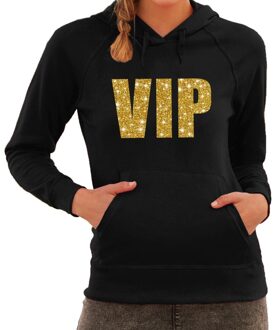 VIP goud glitter tekst hoodie zwart dames S