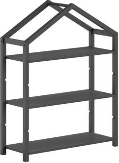 Vipack Leen Bakker - Boekenrek Dallas - 111x40x141cm - Massief Dennen - Antraciet - Hout - Zwart