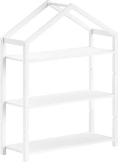 Vipack Leen Bakker - Boekenrek Dallas - 111x40x141cm - Massief Dennen - Hout - Wit