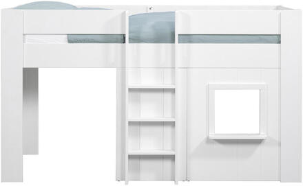 Vipack Leen Bakker - Halfhoogslaper Reno Met Speelhuisje - 206x104x120 Cm - MDF - Wit - 103.4x206x120.1 Cm