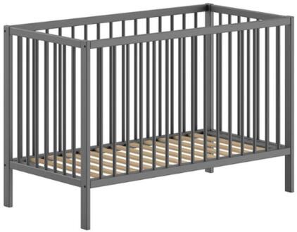 Vipack Leen Bakker - Vipack Babybed Dino - 60 X 120 Cm - Verstelbaar - Antraciet Dennen - Hout - Grijs