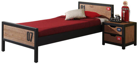 Vipack Leen Bakker - Vipack Bed Alex (incl. Nachtkastje) - Bruin/zwart - Grenenhout - Bruin#Zwart