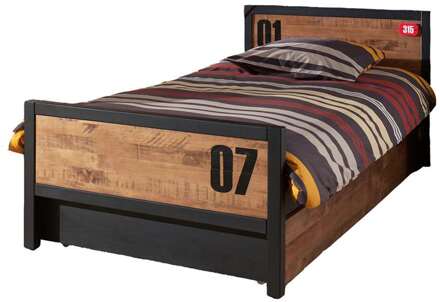 Vipack Leen Bakker - Vipack Bed Alex Met Rolbed/opberglade - Bruin/zwart - Grenenhout - Bruin#Zwart