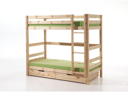 Vipack Leen Bakker - Vipack Stapelbed Pino Met Opberglades - 182x105,3x209,3 Cm - Grenenhout - Bruin