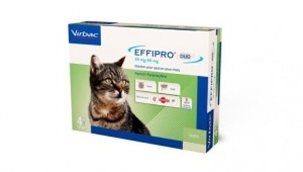 Virbac Effipro Duo Spot-on voor katten tot 6 kg 3 x 4 pipetten