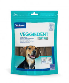 Virbac Veggiedent kauwstrips hond M 10-30kg (15 st). 1 verpakking