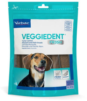 Virbac Veggiedent kauwstrips hond M 10-30kg (15 st). 1 verpakking
