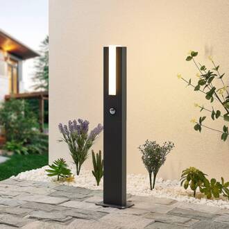 Virgalia LED tuinpadverlichting, bewegingsmelder, 65 cm, IP54 grafietgrijs, opaalwit