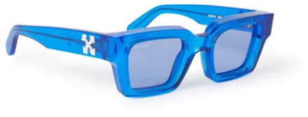 Virgil Vierkante Zonnebril Zwart Blauw Off White , Blue , Unisex - 50 MM