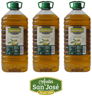 Virgin olive oil, three bottles of 5 litres