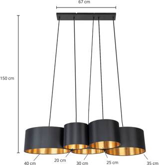 Vironi hanglamp, 5-lamps, zwart, goud