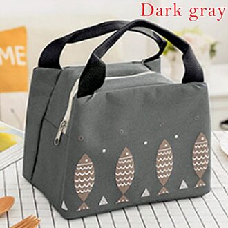 Vis Afdrukken Lunchbox Voor Camping Benodigdheden Koeler Picknick Zakken Geïsoleerde Thermische Lunch Bag School Voedsel Zak Vrouwen Strand Handtassen DarkGray