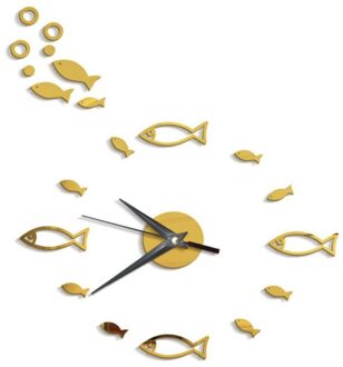 Vis Met Bubble Wandklok 3d Diy Acryl Spiegel Wandklok Slaapkamer Woonkamer Decoratie Muur Plakken Klok Stickers Living